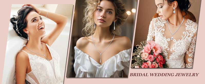 THUNARAZ 4 Pcs Silvery Dazzling Jewelry Set Teardrop Dangle Earrings for Women Crystal Bridal Prom Costume Jewelry Accessories Rhinestone Necklace Bracelet for Bride Bridesmaid for Wedding Party Engagements Business Banquets Christmas Gift