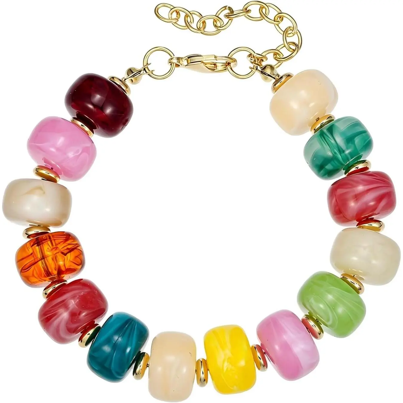 Boho Chunky Beaded Strand Bracelet for Women Multicolor Acrylic Resin Beaded Bracelet, Adjustable Stackable Statement Jewelry for Summer Festivals Gifts for Women beautiful bracelet