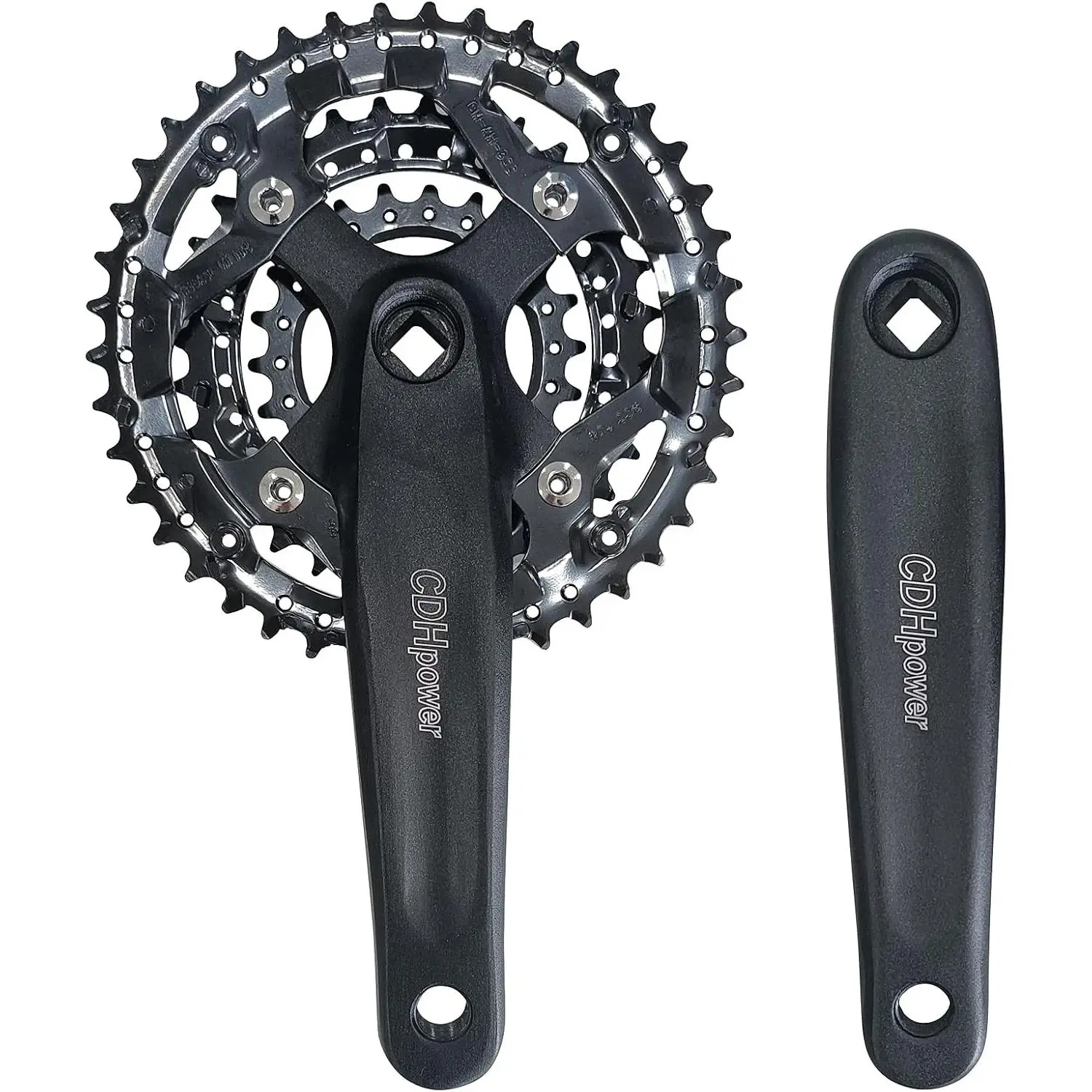 Triple Speed Aluminum Alloy Square Crankset 170mm 104/64bcd 42/32/22T, 48/38/28T with Chainring Crankarms, Crank Set Chainset for Mountain Road Bike Fixed Gear Bicycle