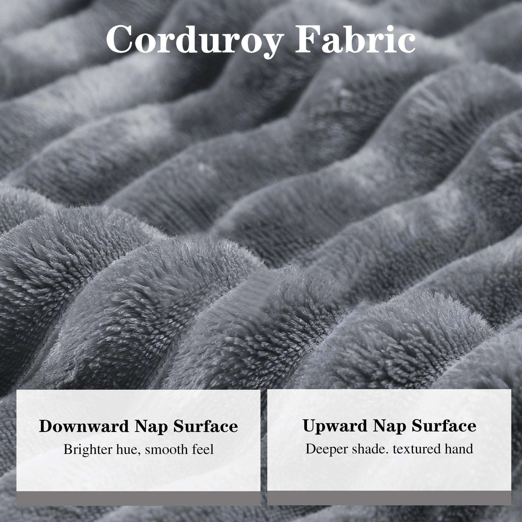 Modern L-Shaped Sectional Sofa with Chaise, Grey Corduroy Couch, Storage Pouches, Throw Pillows