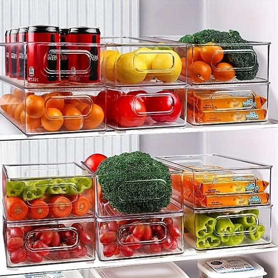 GHQ 6Pcs Acrylic Stackable Plastic Fruit Storage Containers for Refrigerator Cupboard & Utility Room Clear Durable Versatile Use Kitchen Gadgets