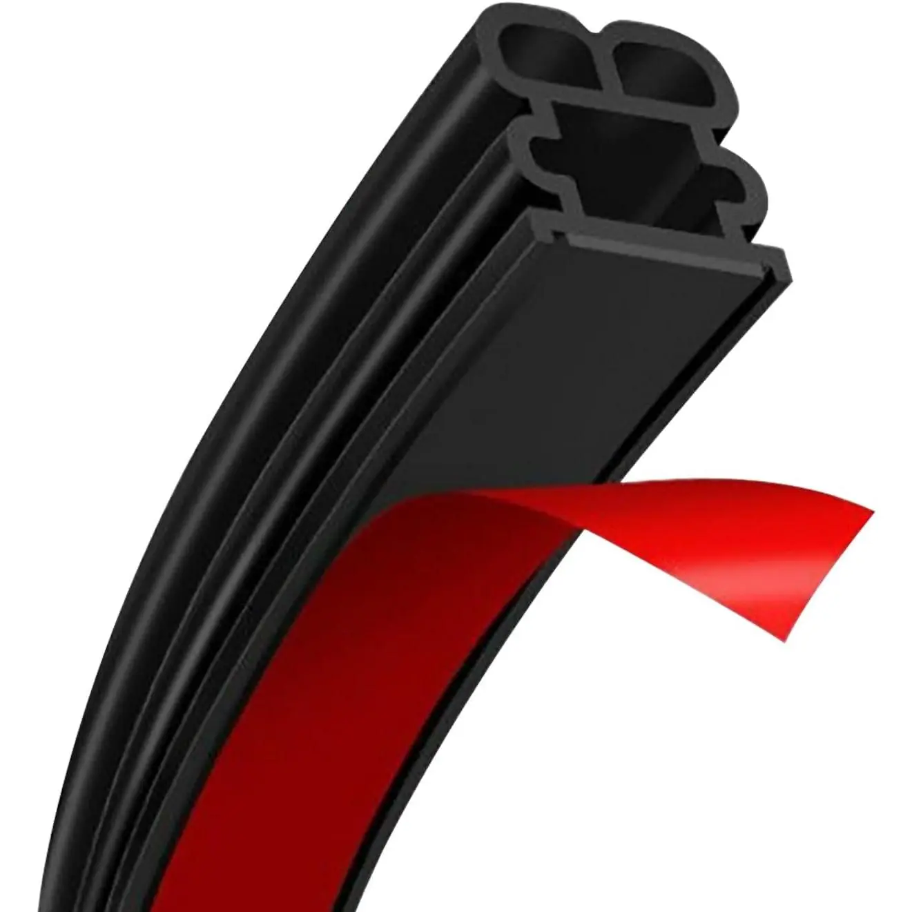 0.55inch x 0.59inch x 52.5ft Elastic Rubber Car Door Seal Strip, Self-Adhesive, Compressive Deformation Resistance, No Cracks, Plyable Soundproofing Weatherstripping for Truck, SUV