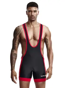 Tauwell Professional Wrestling Suit for Men, High Elasticity Full-Body Fitness Wear, Weightlifting Cycling One-Piece Training Vest