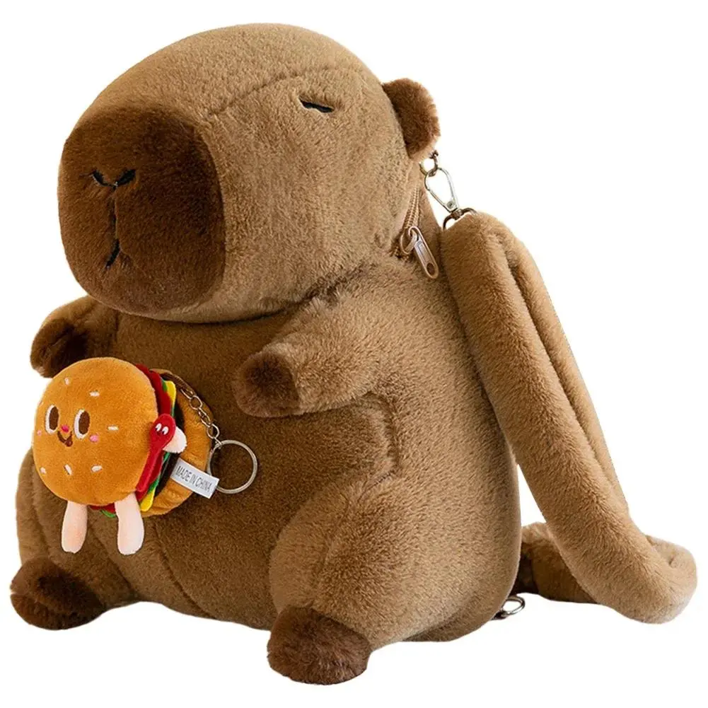 Cute Capybara Plush Backpack Funny Cartoon Capybara Shoulder Bag Student Fur Bag Plush Capybara School Bag for Kids