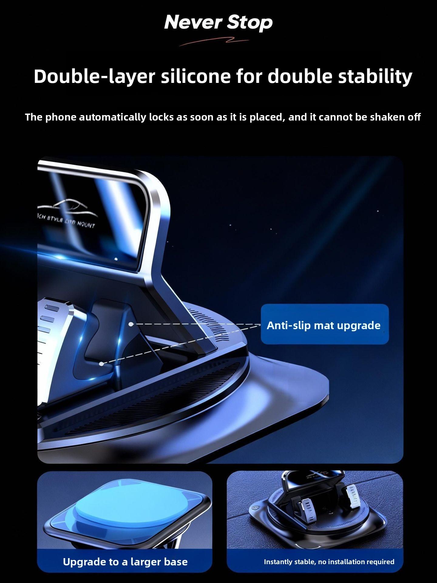 Car phone holder 360 degree rotation, suitablefor car navigation in-car dashboard, horizontaland vertica screen adjustment angle,suctioncup fixed non-slip mobile phone holdersuitable for iPhone and Android