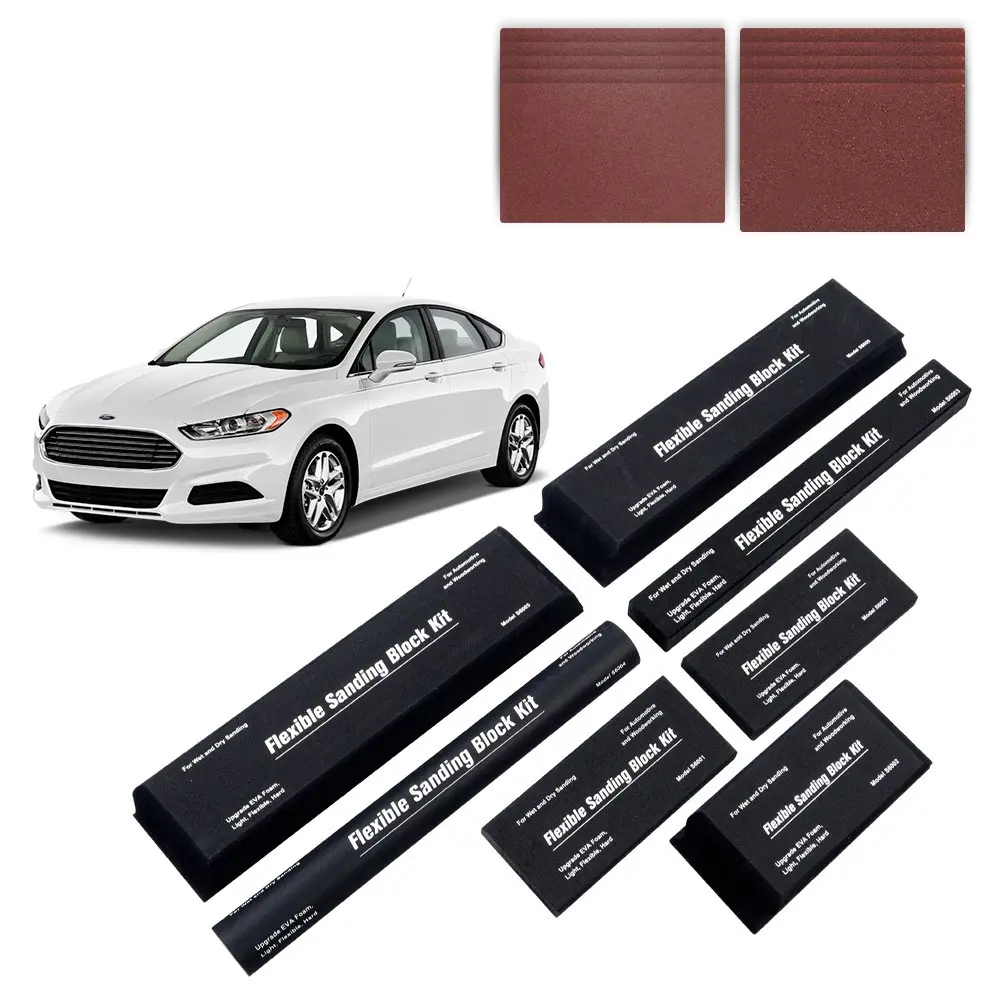 Set 17pc - Flexible EVA Foam Wet or Dry Autobody Sanding Blocks Kit for Automotive Bodywork Sanding Tool