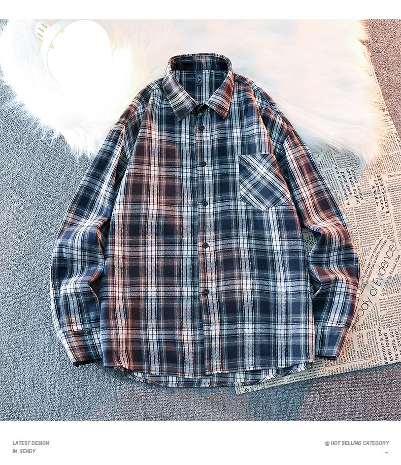 2026 Black and White Plaid Shirt Men's Fashion Casual Skin-Friendly Versatile Trendy Style 5color Options