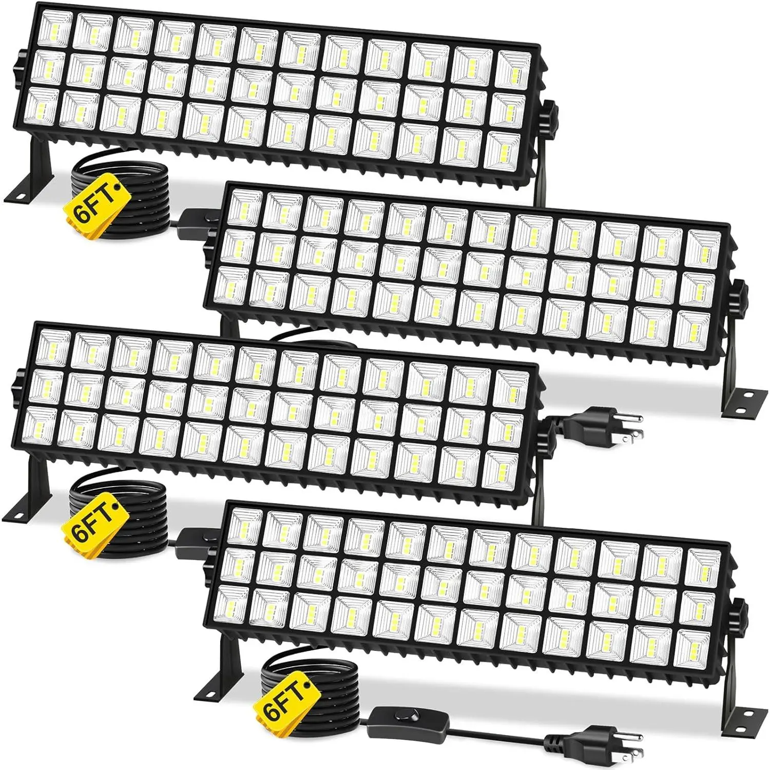 4Pack 100W Shop Lights, 14000LM 6000K  White Super  LED, IP66  Garage Light with 1.8M/6FT Cord for Workshop Workbench Garage Yard Warehouse