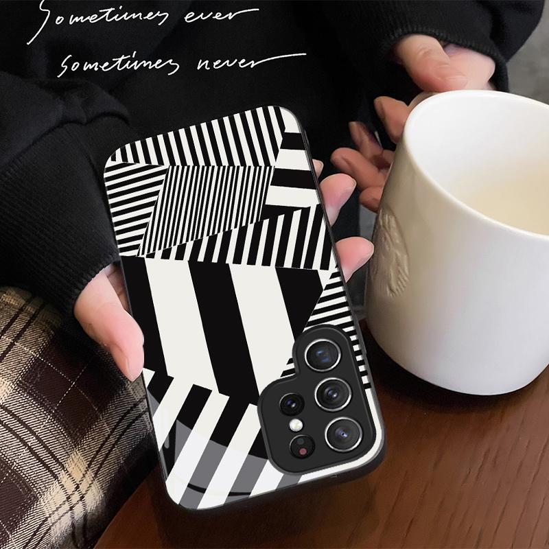 Phone Case: Creative Black and White Striped New Phone Case for Samsung Galaxy S26 S25 S24 S23 S22Pro S21 S20 Fe Plus Ultra Pro A56 A55 A54 A53 A52 A51 A36 A35 A34 A32 A26 A25 A24 A23 A16 A15 A14 A06 A05 A03s