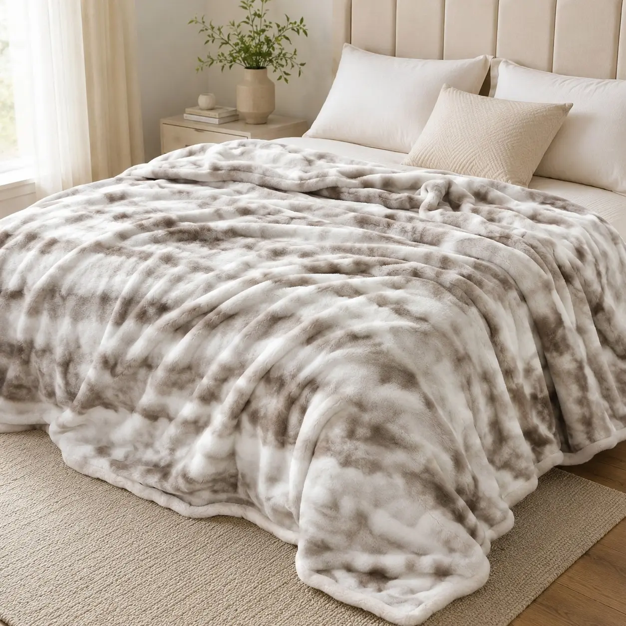 Set of 1 Tie-Dye Bubble Fleece Blanket | An ultra-soft, comfortable and warm throw, ideal for use on beds, sofas, in the living room or for a nap