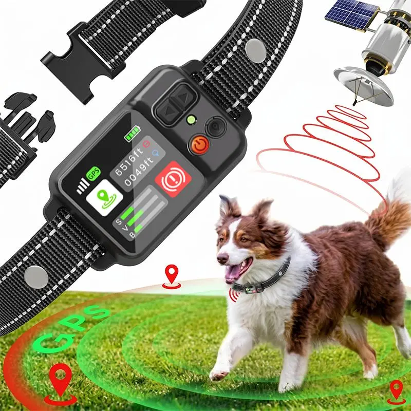 【NewYear2026】Dog GPS Containment System - Electric Fence,For Open Outdoor Use Only, Indoor Satellite Signal Drift Disclaimer  Rechargeable Waterproof Training Collar with Adjustable Warning Strength, 33-999 yd Adjustable Radius,