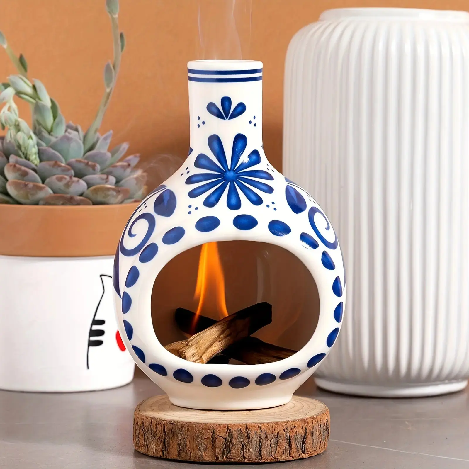Handcrafted Ceramic Peruvian Sacred Wood Incense Burner - Mini Wall-Mounted Incense Burner, Suitable for Peruvian Sacred Wood and Incense Sticks - Sacred Incense Burner for Meditation and Decorative Purposes