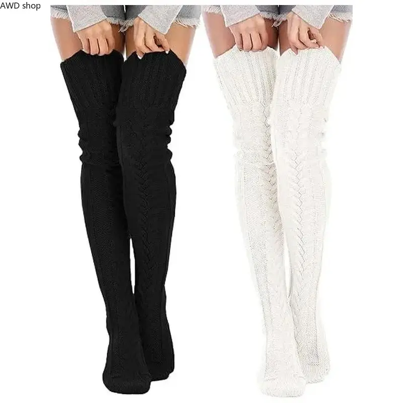 2/1pcs Women's Cable Knit Thigh-High Socks - Winter Boot Stockings, Extra Long Over-Knee Leg Warmers for Daughter, Girlfriends - Knitted Fabric for Layered Look, Athletic Chic Sports Accessories