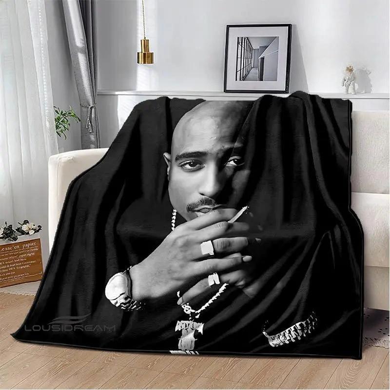 2PAC Hip-Hop Singer Printed Blanket Soft Cozy Leisure Warm Bed Blanket for Couch & Bedroom, Flannel & Fleece rapper Throw Blankets, Cool, Iconic, Trendy, Ideal Gift for Hip-Hop Fans & Music Lovers, Birthday, Holiday