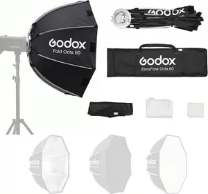 Authorized Godox Dealer | Godox EazyFlow Rect Quick Setup Foldable Softbox, 1-Sec Rapid Release Design, Bowens S Mount Light Modifier with Honeycomb Grid & Dual Diffusers, Ultra Compact for On-Location Portrait & Product Shooting