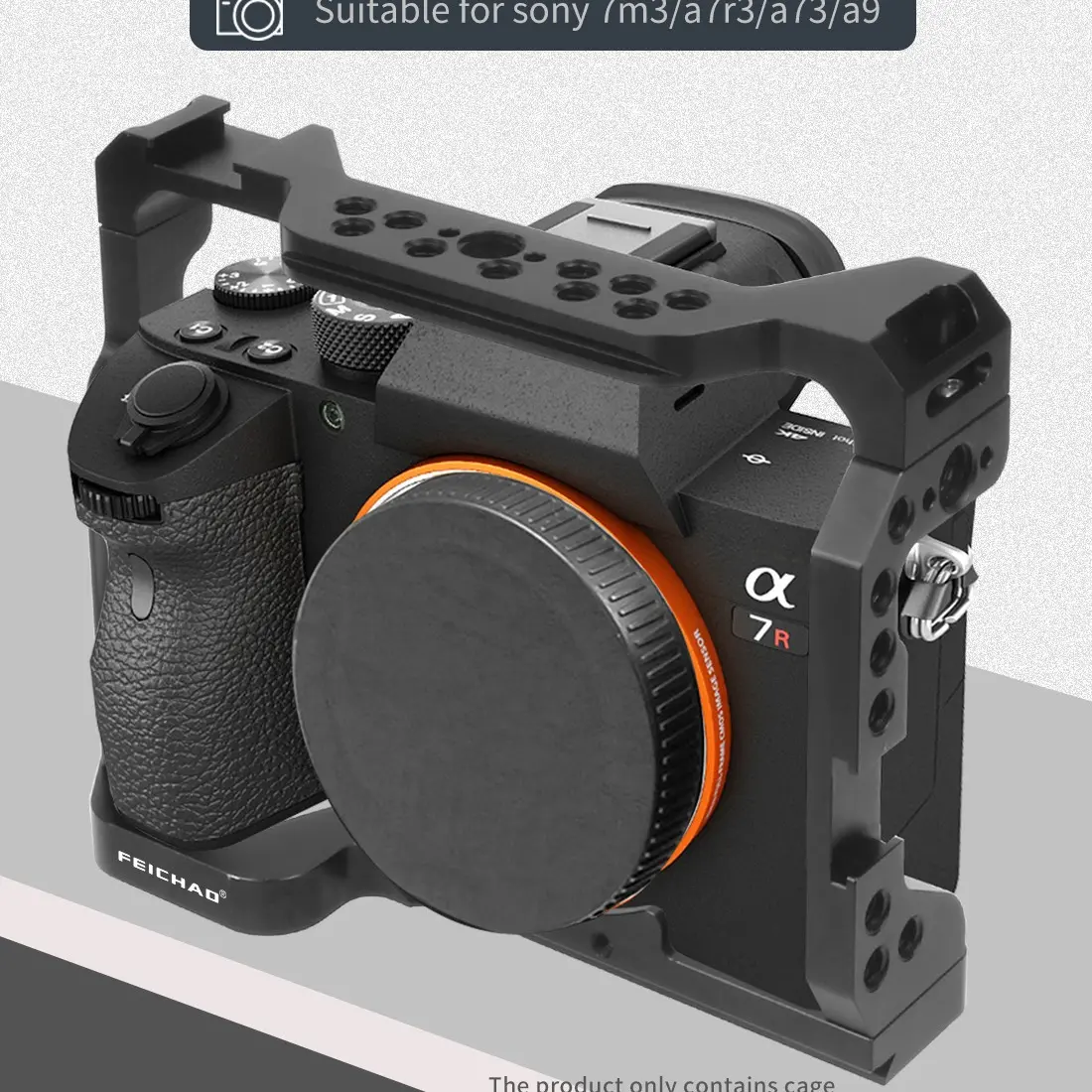 Feichao Aluminum Alloy Camera Cage, Protective Frame Tripod Extension Platform, Compatible with Sony A7m3, A7r3, A73, A9, Photography Camera Accessories