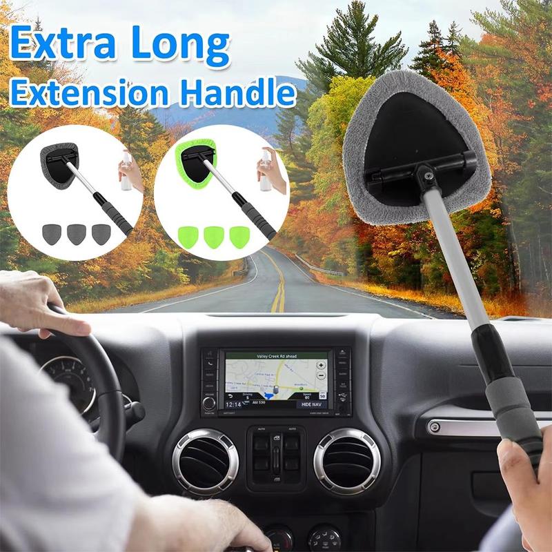 Microfiber Window Glass Cleaning Brush Car Windshield Cleaning Brush Set With Pad Extendable Handle Scraper Mist Eliminator Valentine's Day gift Tiktok Shop