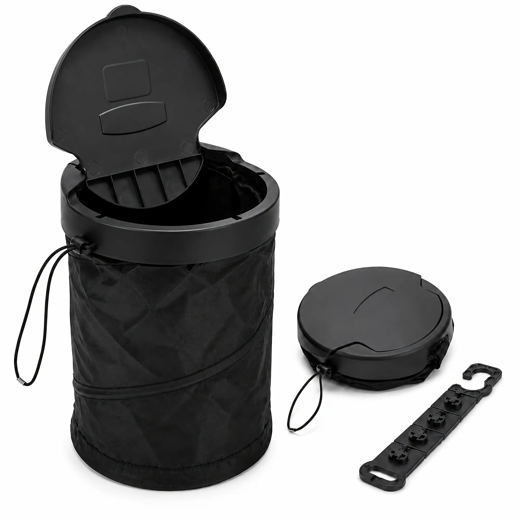1pc Foldable Car Trash Can with Lid, Adjustable Air Vent Hook, Bottom Clip, Portable Universal Trash Bin for Cars, Suvs, Trucks, Rvs