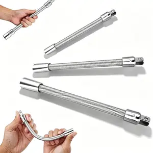 3Pcs Flexible Socket Extension Bar Set  ,  1/4",3/8", 1/2" Drive Bar,, Wrench Sleeve Universal Extension Rod Set, 360° Bendable High Torque Spring Steel for Impact Wrench & Automotive Repair