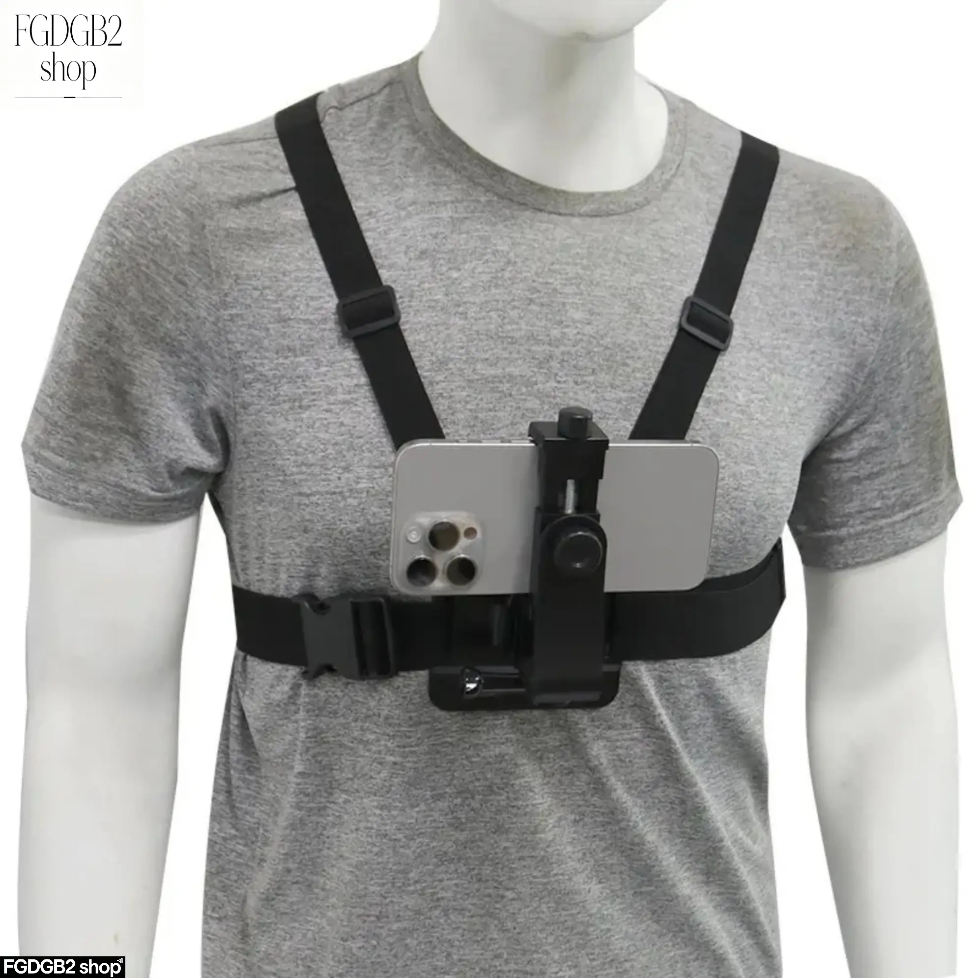 Adjustable Fit POV Phone Chest Mount - Toolless Install Hands-Free Chest Strap for Smartphones & Action Cameras, Stable Anti-Slip Body Harness for First-Person Video, Vlogging, Outdoor Sports