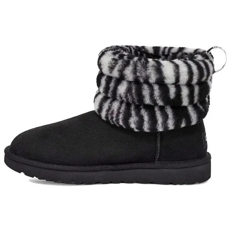 UGG Fluff Mini Quilted Leopard Suede Warm Comfortable Short Snow Boots 1112439-BWHT