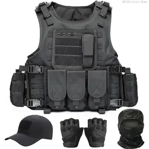 Tactical Vest for Men, Airsoft Vest, Black Molle Vest and Cap Protective Equipment, Tactical Airsoft GearAB14Veloura Home
