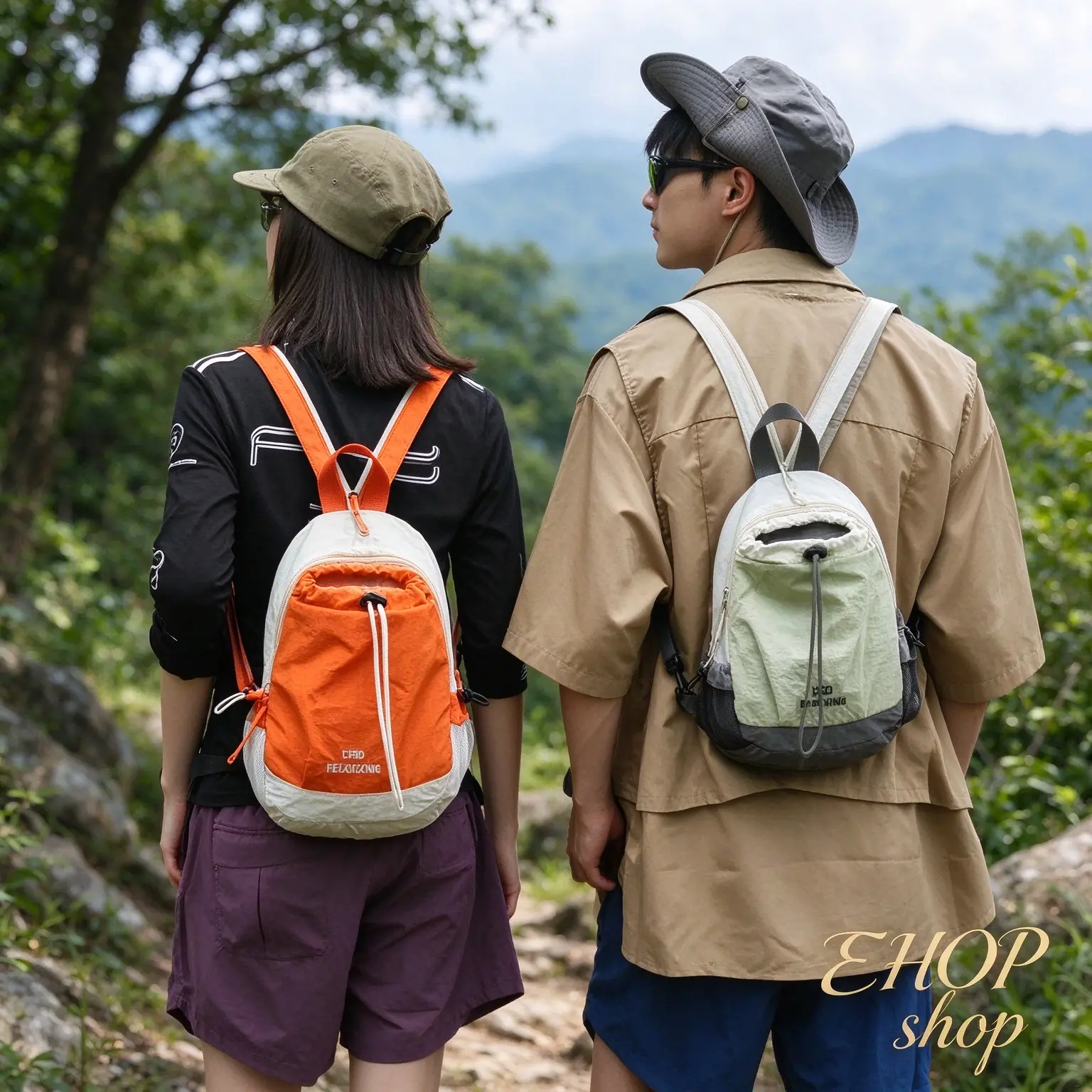 Unisex Lightweight Color Block Casual Nylon Mini Backpack - Small Sports Pack, Daypack, Water-Resistant, Adjustable Straps, Compact for Hiking & Travel Camping Gear