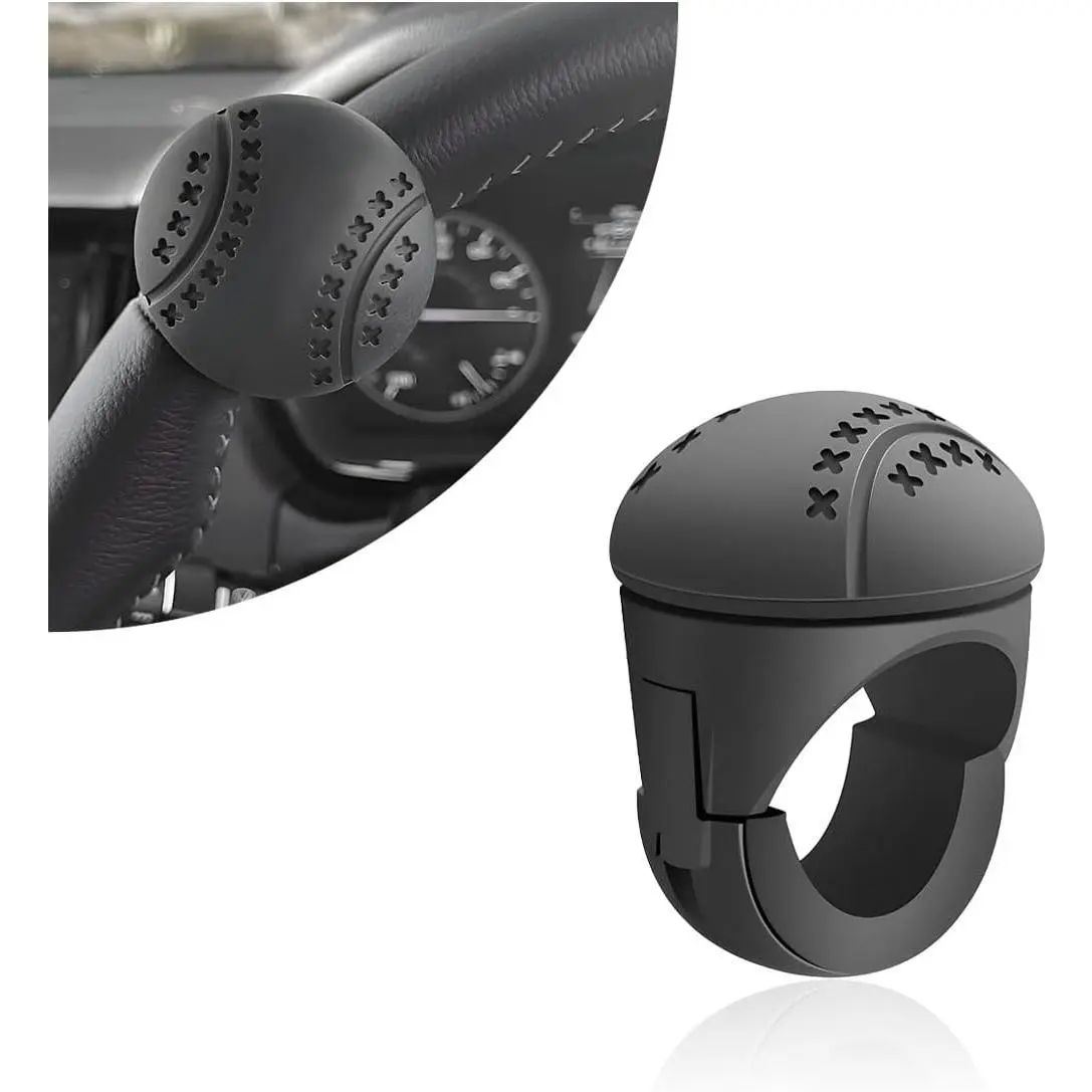 Steering Wheel Spinner Non-Slip Silicone ABS Knob with Metal Bearings 360° Rotation for Cars Trucks Boats Practical Anti-Slip Durable Car Power Handle