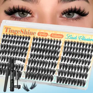 210Pcs C-curve soft and thick false eyelash cluster Kit, spikes bright eye effect 10-18mm mixed lengths, comfortable and natural delicate cat-eye makeup thin and long-lasting, comes with tools suitable for various occasions and makeup looks