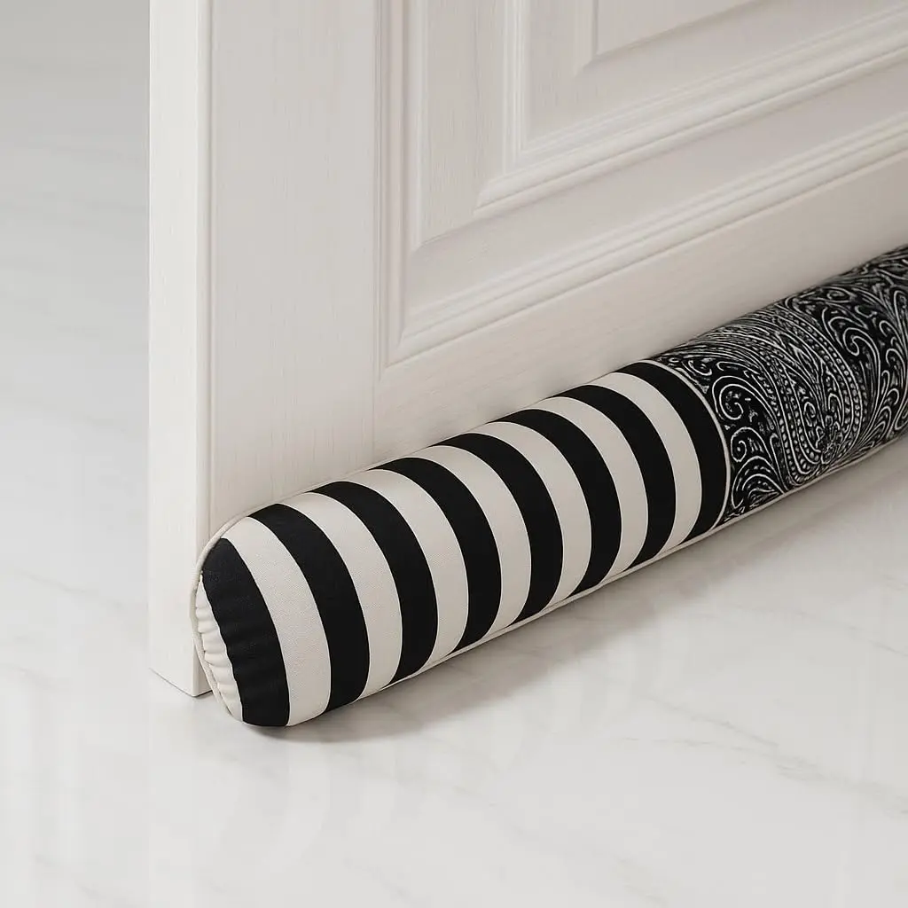 36" Decorative Wind Stopper Under Door Draft Stopper for Door & Window, Heavy Weighted Fabric Air Draft Noise Blocker Stopper Gap Filler for Bottom of Door with  Loops