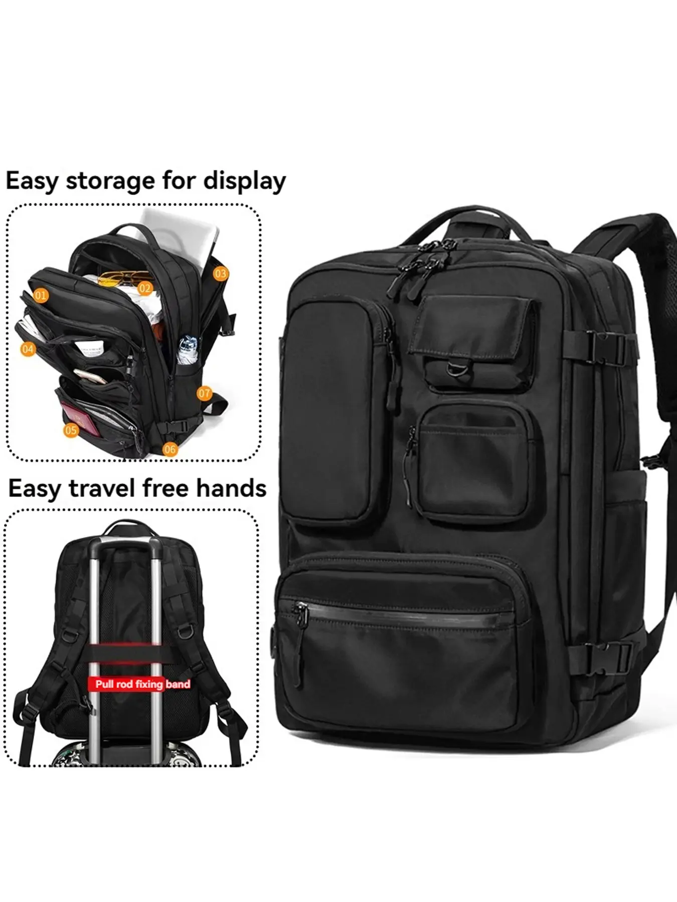 30L Large Capacity Business Travel Computer Backpack, 180 Degree Full Open Laptop Bag, 15.6 Inch Notebook, Separate Shoe Compartment, Multi-Functional