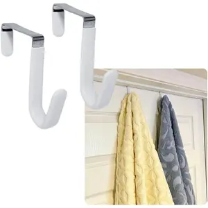 Over The Door Hooks - 2 Pack - Hangers for Clothes, Towel, Coats, Hats, Handbags - Made of Rubber Coated Steel - Closet, Bathroom, Office