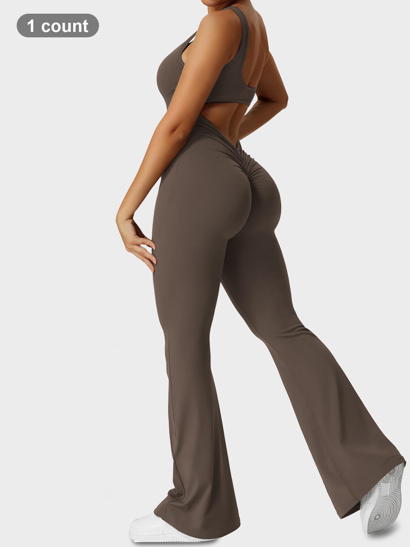 Women's Solid Ruched Cut Out Backless Shapewear Jumpsuit, Solid Color Jumpsuit, Casual Comfy Scoop Neck Sleeveless Tummy Control Shapewear Bodysuit for Daily Wear, Ladies Shapewear for All Seasons