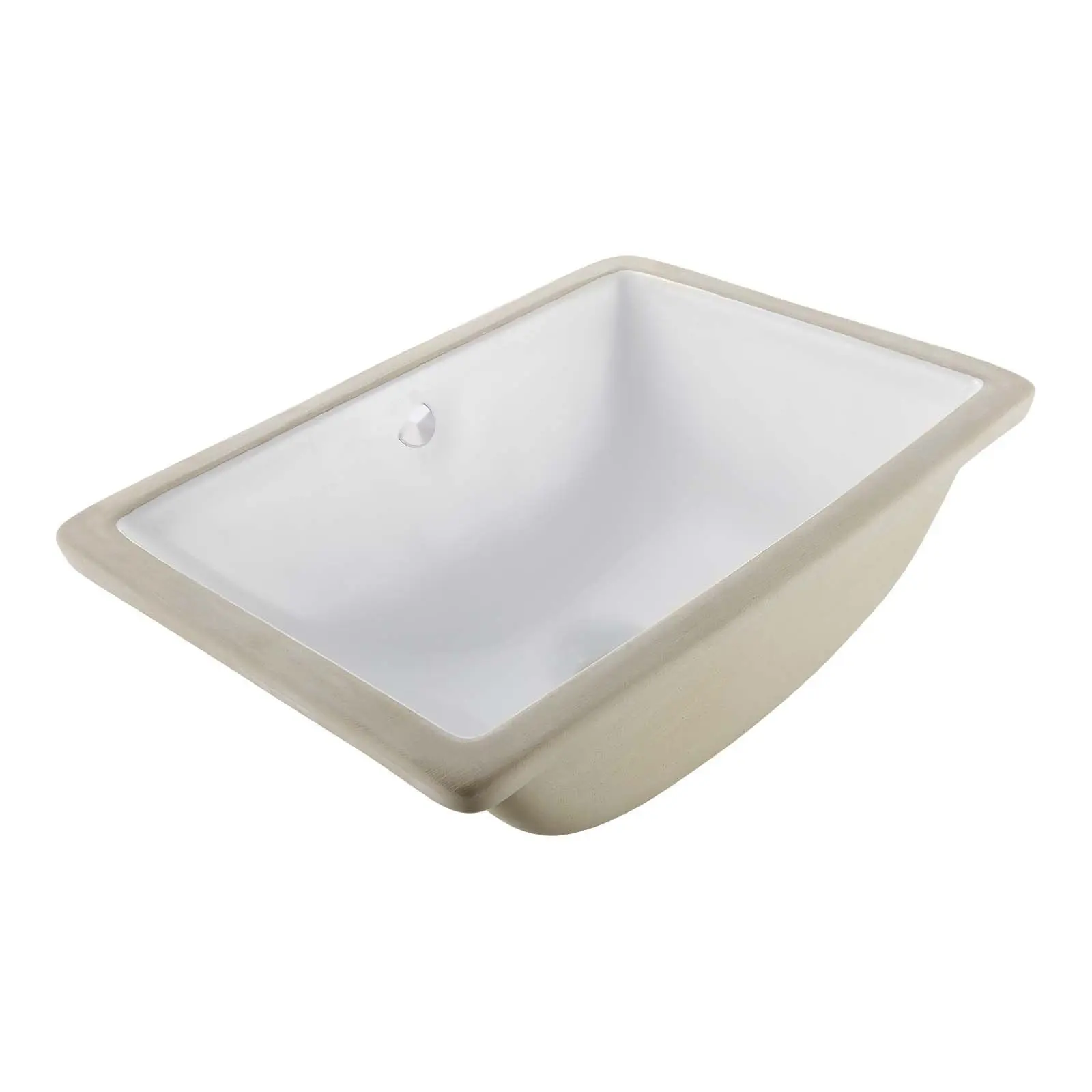 Undermount Bathroom Sink 18.11 X 12.99 Inch White Ceramic Rectangular Vessel Sink With Overflow Hole, Under Counter Drop-In Lavatory Vanity Bath Wash Basin, Modern Rectangle Design For Small Spaces