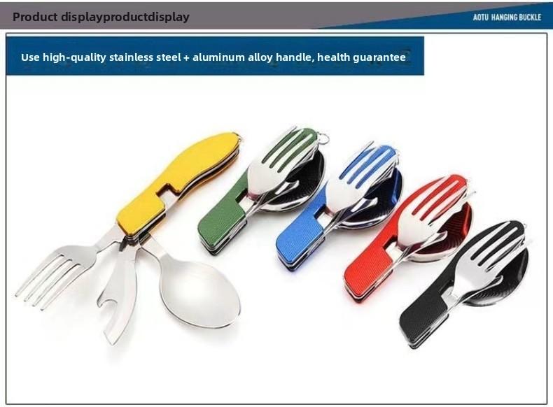 Portable Stainless Steel Cutlery Set for Travel Camping Knife Fork Spoon 3 in 1 Folding Utensils Outdoor Multi - Function Cutlery