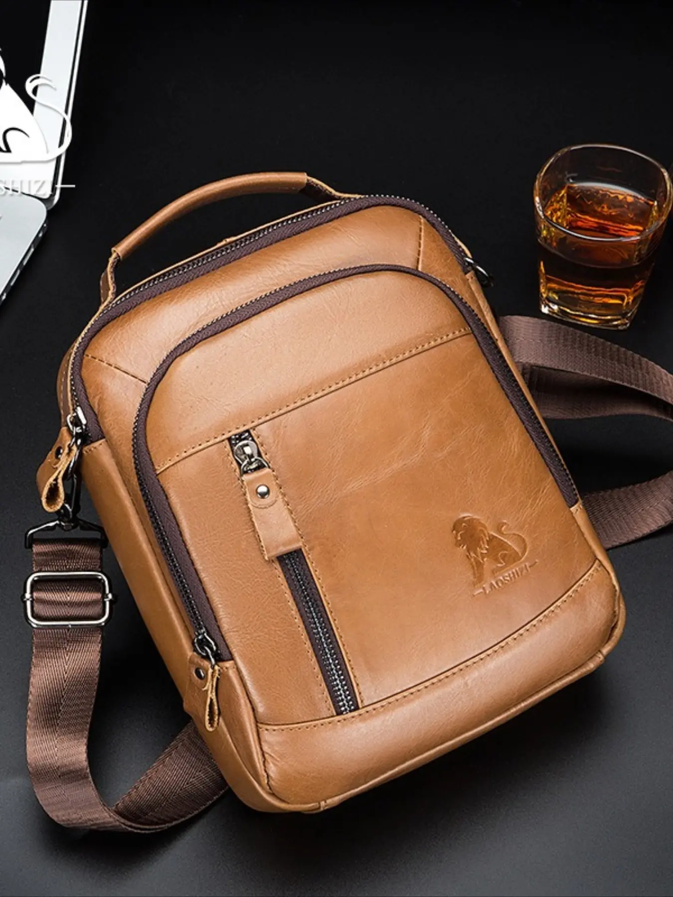 STEEL LION Fashion satchel men's bag trendy shoulder bag men's large capacity retro messenger bag