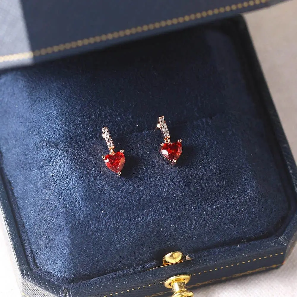 ZHOUYANG Drop Earrings For Women Romantic Red Love Heart AAA+ Cubic Zirconia Wedding Bride Gift For Female Fashion Jewelry E024