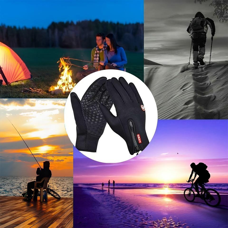 Winter Warm Gloves, 1 Pair Men's and Women's Outdoor Cycling Gloves, Waterproof & Windproof Touch Screen Gloves, Outdoor Warm Sports Gloves for Sports, Travel