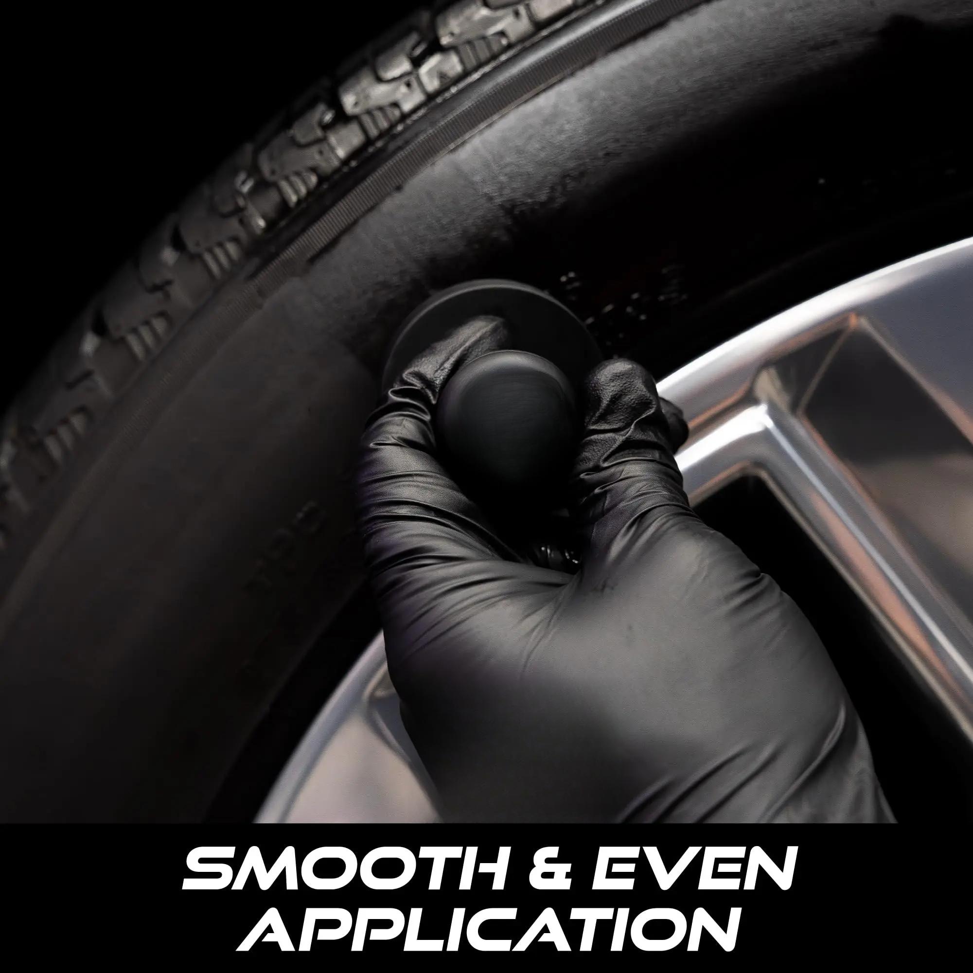 Tire Shine Applicator Brush, Automotive Tire Dressing Applicator Brush, Storage Stand Included for Detailing and Car Wash Kit, Black, 2.3 Inch Diameter