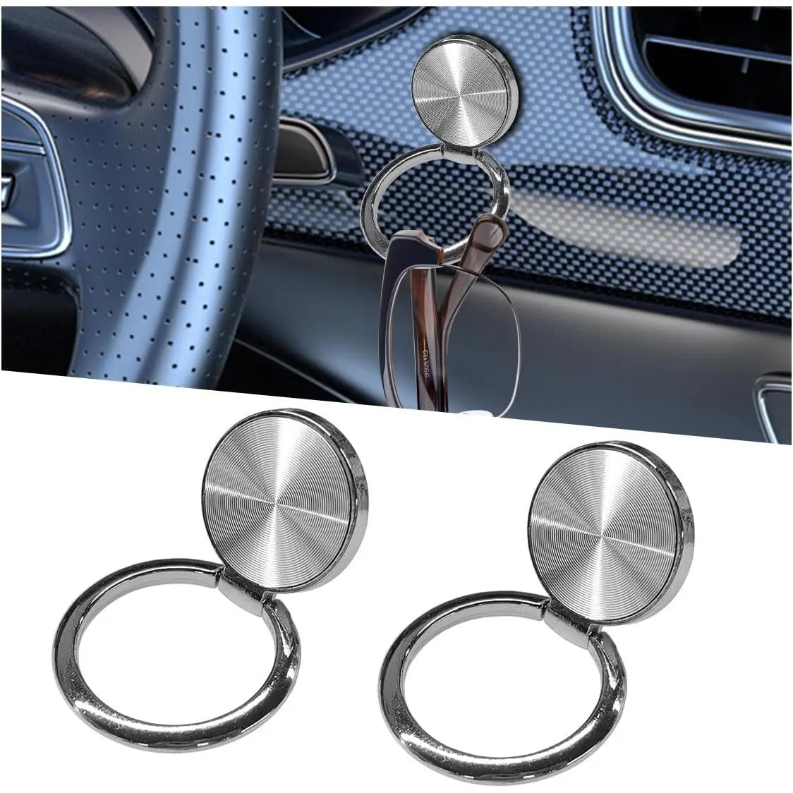 Sunglass Holder for  , Metal Auto Dashboard Eyeglass Holder Hook,   Interior Hanger Accessories for , , Boat, RV, , Office, Phone (, 2 count)