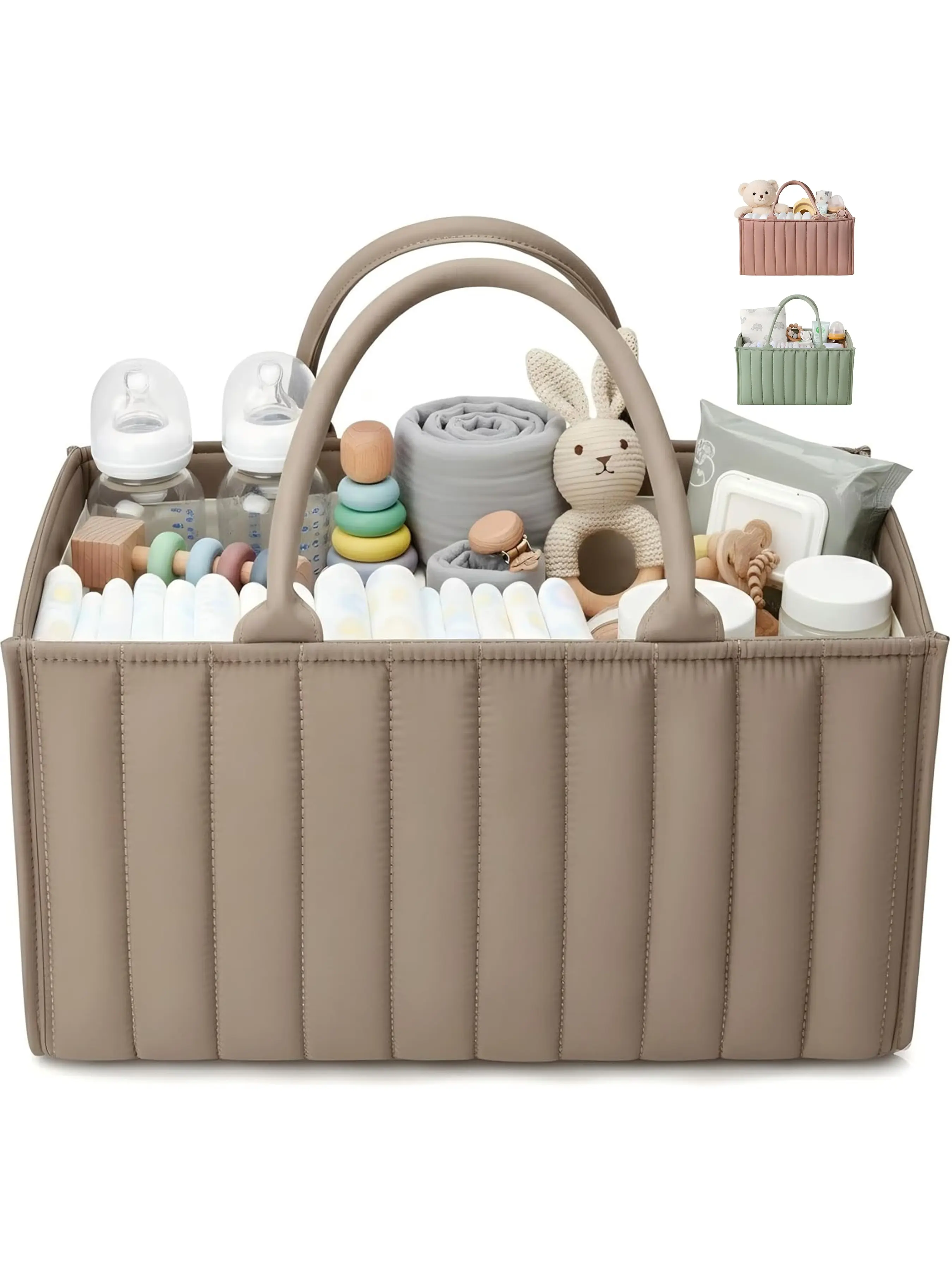 Baby Diaper Caddy Organizer, Stylish Storage Basket for Newborn Essentials and Diaper Station, Gift for Baby Shower and Registry Must-Have,Large Capacity Diaper Bag Travel Mommy Backpack, Foldable Diaper Basket, Waterproof Maternity Bag, Casual Style, All