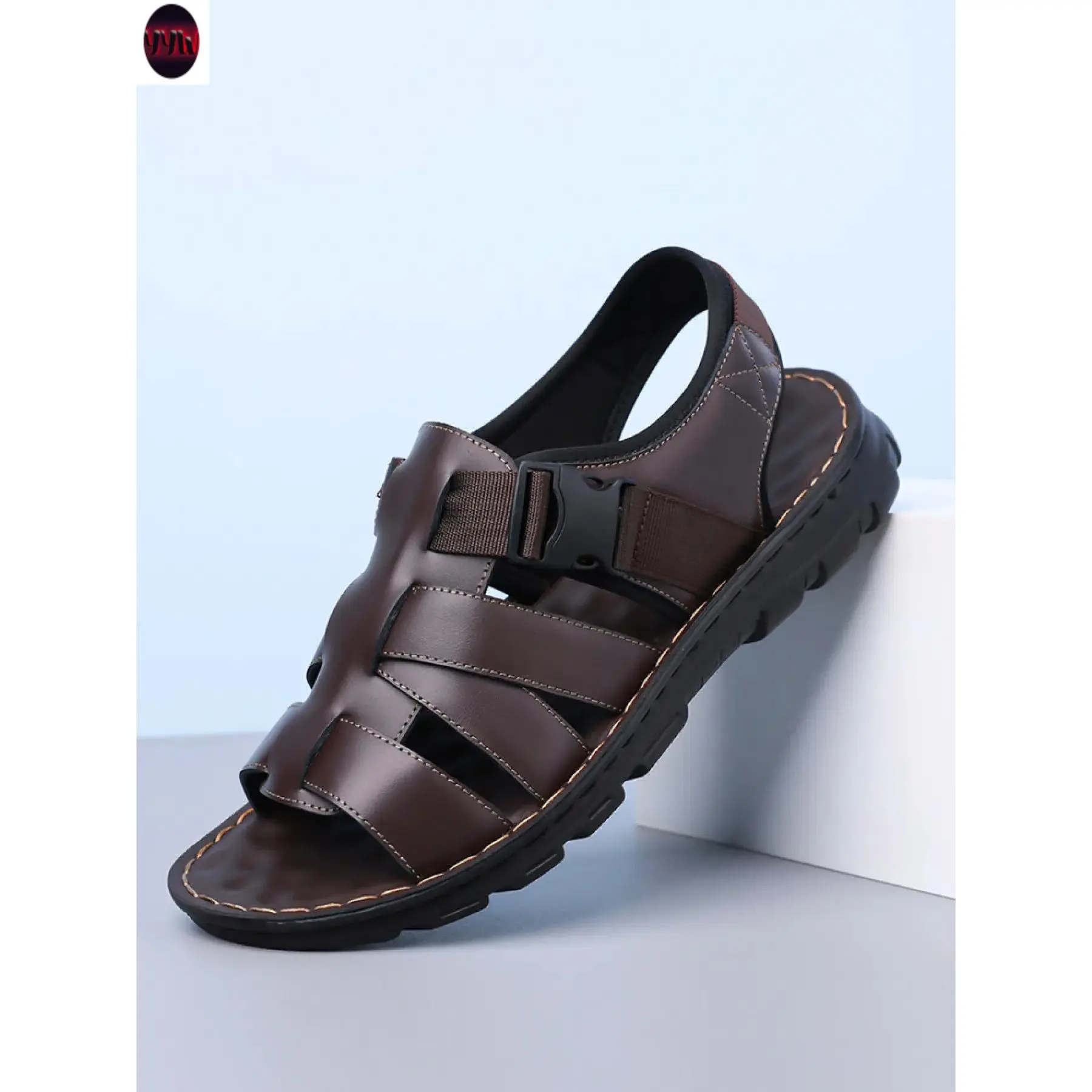YYW1 Men's Outdoor Hiking Sandals, Breathable Leather Lace-Up Shoes, Comfortable & Durable Design Hiking/camping/beach Activities, Adjustable Sandals, Trekking Sandals