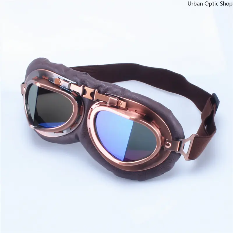 XUH Retro Pilot Round Frame Unisex Goggles - Windproof, Dustproof Motorcycle Accessories, Jet Helmet Compatible Eyewear for Motocross Off-Road Rides, Motorbike Scooter Use
