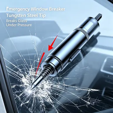 Automotive 2‑in‑1 emergency safety hammer mini window breaker and seatbelt cutting tool multifunctional rescue accessory for breaking car glass and cutting jammed seat belts fits in car storage compartment for quick access