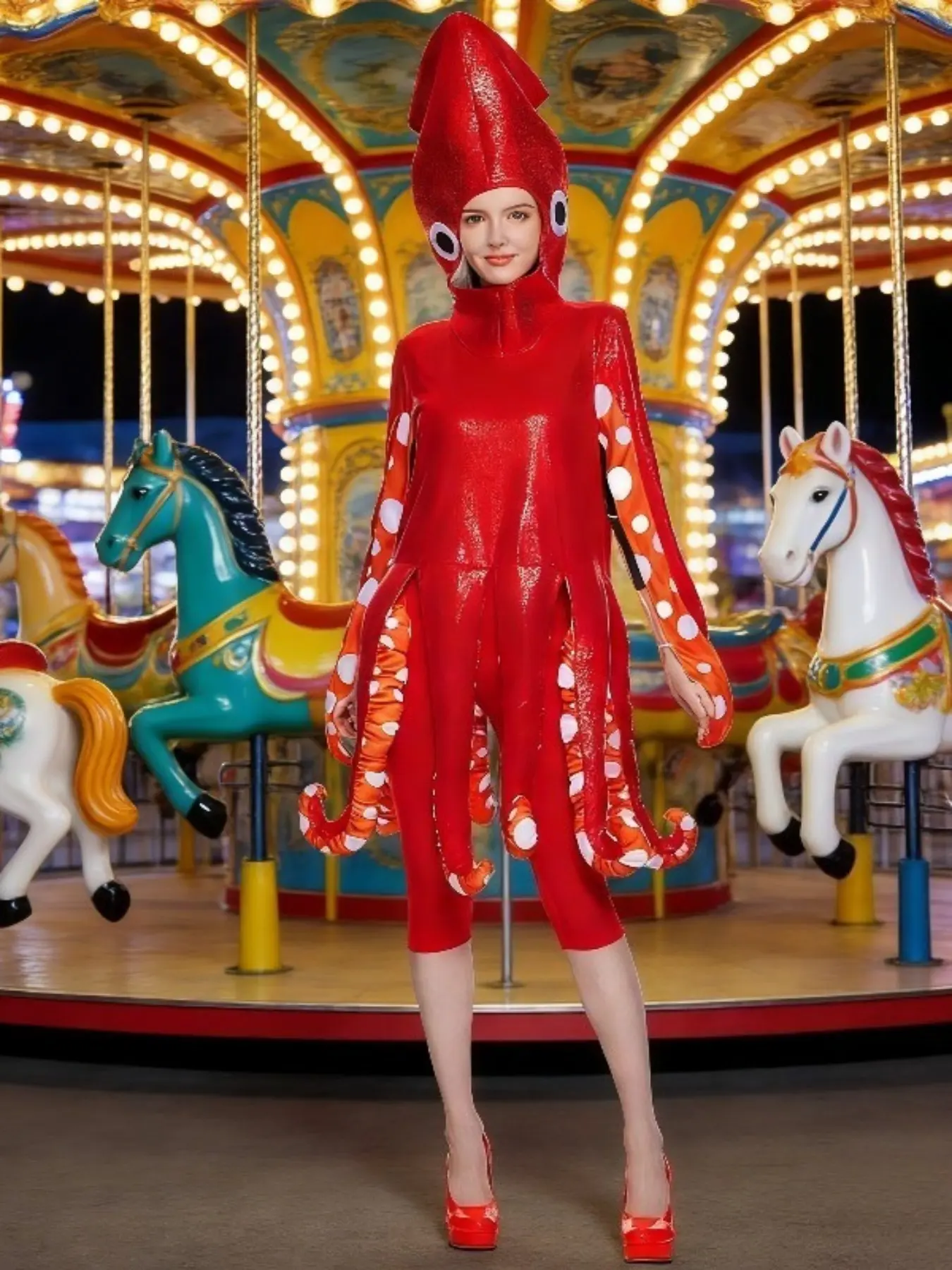 Halloween Performance Theme Costume Life Squid Jumpsuit Adult Carnival Costume Party Funny Cosplay Costume