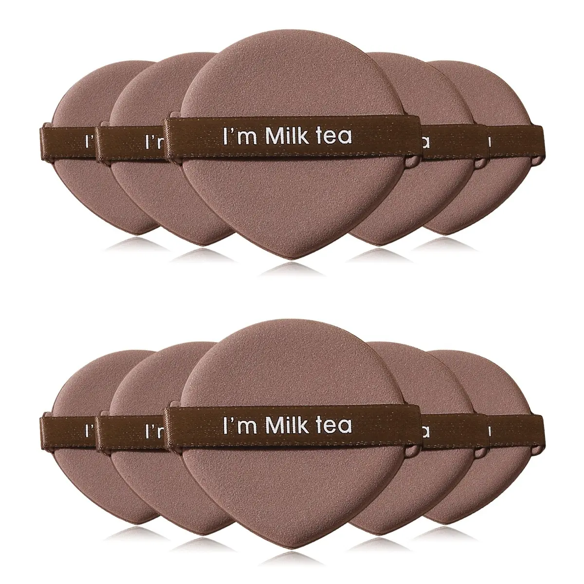10pcs Teardrop Foundation Pads with Strap, Soft Low Powder Makeup Sponge, Dry Wet Use, Ideal for Beginners, Daily Makeup Accessories