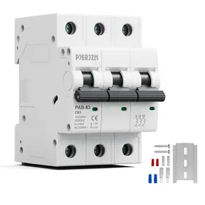 Miniature Circuit Breaker 120/240V 63Amps 3Pole Circuit Breaker DIN Rail Mount, Thermal Magnetic AC Disconnect Switch for House Electrical Emergency Generators(63 Amp)