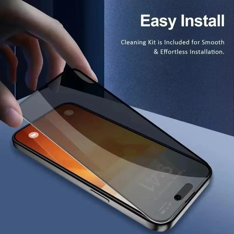 360° Anti Peeping Privacy Phone Screen Protector, 3 Counts Tempered Glass Phone Screen Protective Film, Phone Accessories Compatible with iPhone 16 15 14 13 12 11 Pro Max Plus, Tempered Glass Cover, Anti Spy Privacy