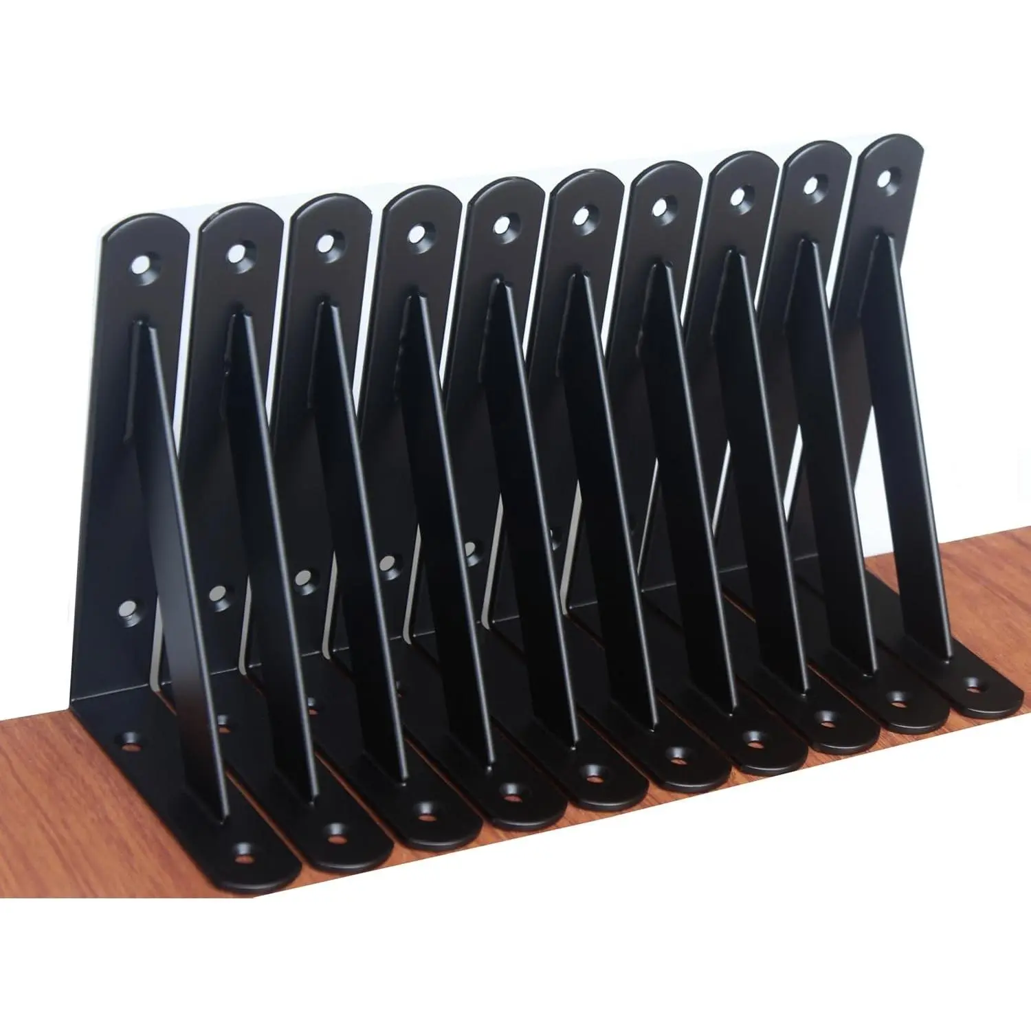 12 Pack 6" L x 4" H Black Heavy Duty Metal Shelf Brackets with Screws, L Brackets for Floating Shelf SupportGift