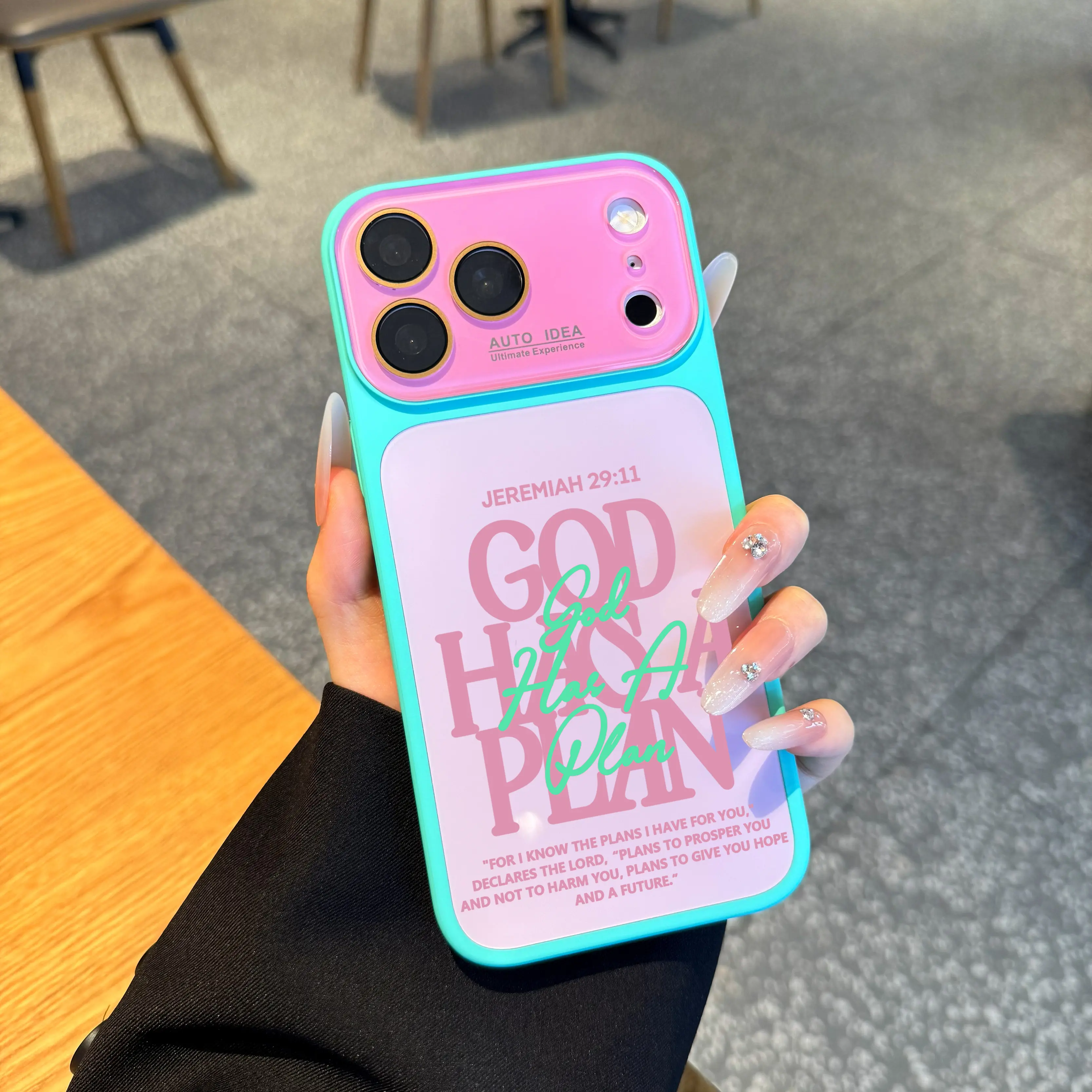 Jeremiah 29:11 God Has a Plan Christian Bible Verse Color Block Phone Case for iPhone 17/16/15/14/13 (Air, Pro, Max, Plus Models), TPU-PC Custom Fit TPU Shell with Raised Camera Cover, Multi Colors Aesthetic Faith Gift for Women, Accessories NN208